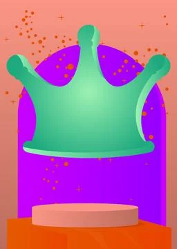 Mockup product display with Crown. Vector cylinder pedestal podium. Stage s.. Stock Illustration