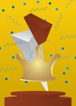 Mockup product display with Crown. Vector cylinder pedestal podium. Stage s.. Stock Illustration