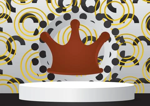 Mockup product display with Crown. Vector cylinder pedestal podium. Stage s.. Stock Illustration