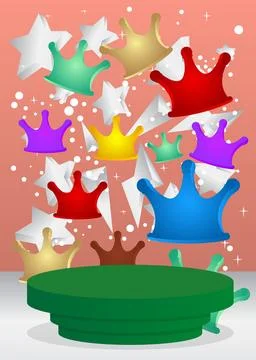 Mockup product display with Crown. Vector cylinder pedestal podium. Stage s.. Stock Illustration