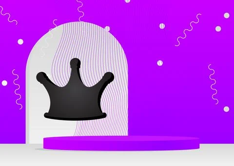 Mockup product display with Crown. Vector cylinder pedestal podium. Stage s.. Stock Illustration
