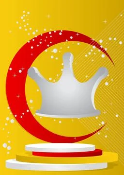 Mockup product display with Crown. Vector cylinder pedestal podium. Stage s.. Stock Illustration