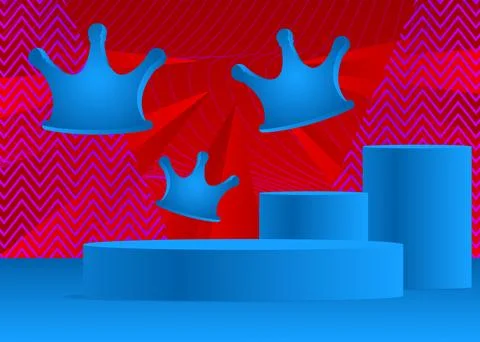Mockup product display with Crown. Vector cylinder pedestal podium. Stage s.. Stock Illustration