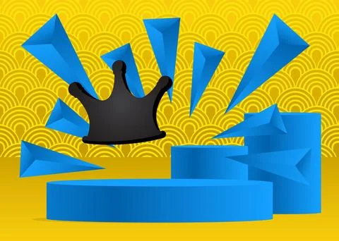 Mockup product display with Crown. Vector cylinder pedestal podium. Stage s.. Stock Illustration