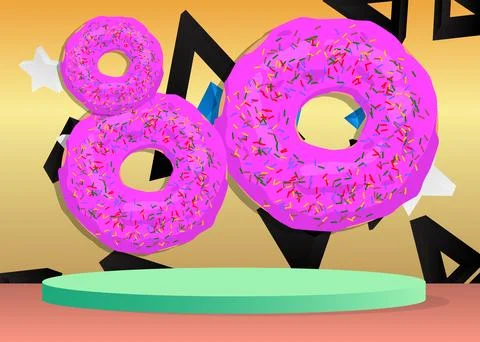 Mockup product display with Doughnut. Vector cylinder pedestal podium. Stag.. 스톡 일러스트