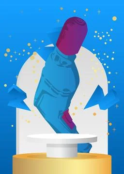 Mockup product display with Drill. Vector cylinder pedestal podium. Stage s.. Stock Illustration