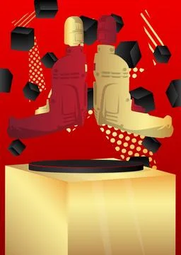 Mockup product display with Drill. Vector cylinder pedestal podium. Stage s.. Stock Illustration