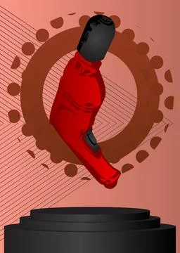 Mockup product display with Drill. Vector cylinder pedestal podium. Stage s.. Stock Illustration