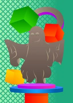 Mockup product display with Ghost. Vector cylinder pedestal podium. Stage s.. Stock Illustration