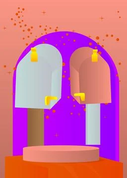 Mockup product display with Mailbox. Vector cylinder pedestal podium. Stage.. 库存插图