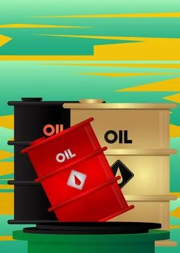 Mockup product display with Oil drum containers. Vector cylinder pedestal p.. Stock Illustration