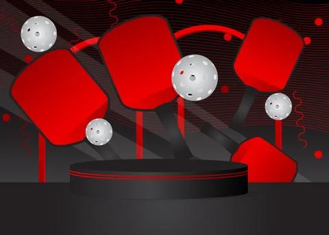 Mockup product display with Pickleball. Vector cylinder pedestal podium. St.. Stock Illustration