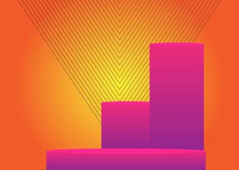 Mockup product display. Vector 3D room, cylinder pedestal podium. Stage sho.. Stock Illustration