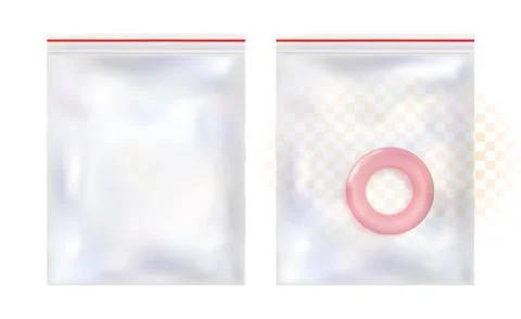 Mockup realistic of transparent plastic packaging for food and goods Stock Illustration