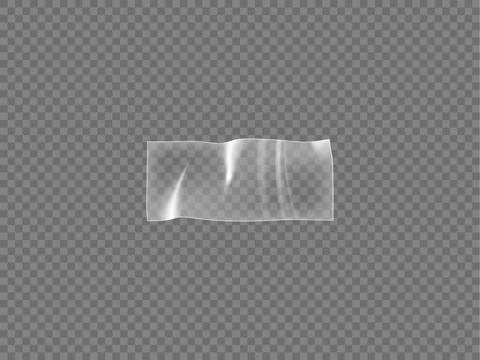 Mockup of rectangular shaped curved adhesive tape on transparent background Stock Illustration