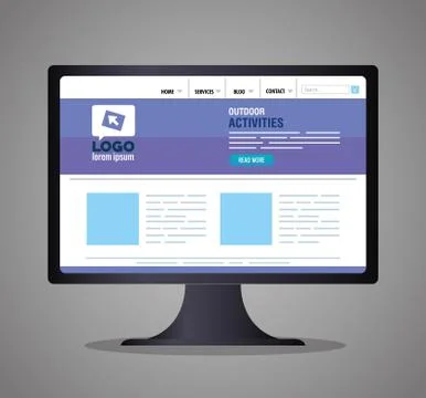 Mockup responsive web, concept website development in desktop computer Stock Illustration