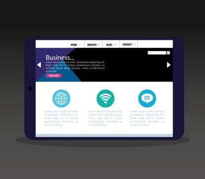 Mockup responsive web, concept website development in tablet device Illustrazione stock