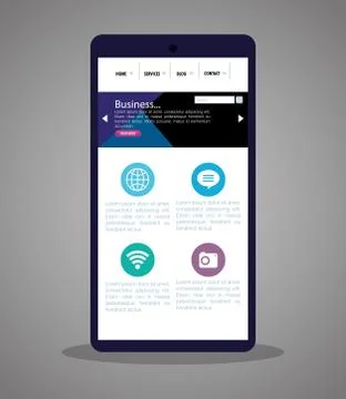Mockup responsive web, concept website development in smartphone Illustrazione stock