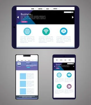 Mockup responsive web, concept website development in tablet device and Stock Illustration