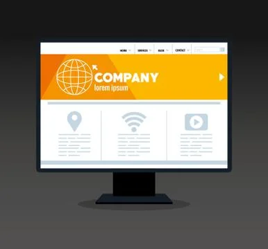 Mockup responsive web, concept website development in desktop computer Stock Illustration