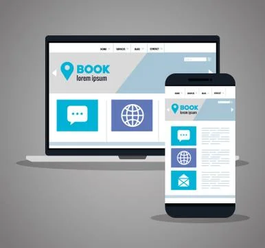 Mockup responsive web, concept website development in laptop and smartphone Illustrazione stock