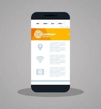 Mockup responsive web, concept website development in smartphone Illustrazione stock