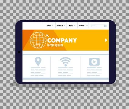 Mockup responsive web, concept website development on tablet device Illustrazione stock