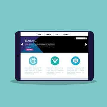 Mockup responsive web, concept website development in tablet device Stock Illustration