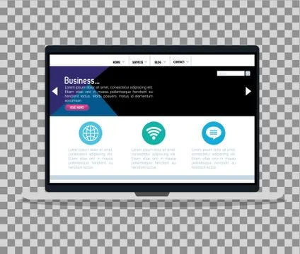 Mockup responsive web, concept website development in laptop Stock Illustration