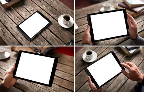 Mockup set of digital tablet pc images Fotos de archivo