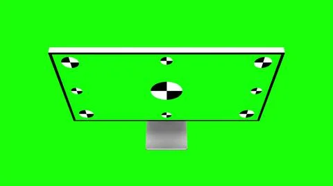 Mockup shot of computer with green screen. 3D Animation. Screen has tracking Illustrazione stock