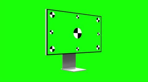 Mockup shot of PC computer with green screen. 3D animation. screen has tracking Stock Illustration