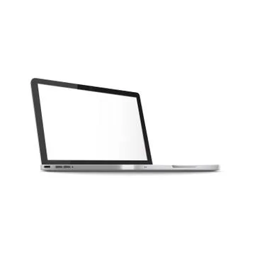 Mockup of side view open laptop with blank screen realistic style Stock Illustration