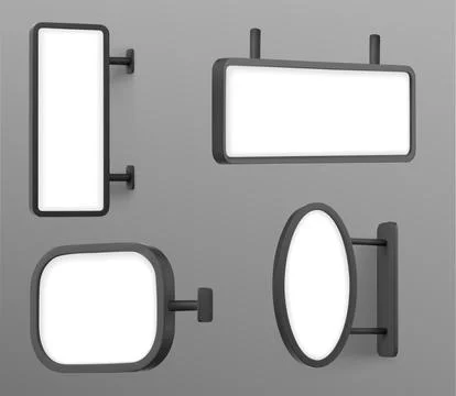 Mockup of signboard attached to wall Stock Illustration