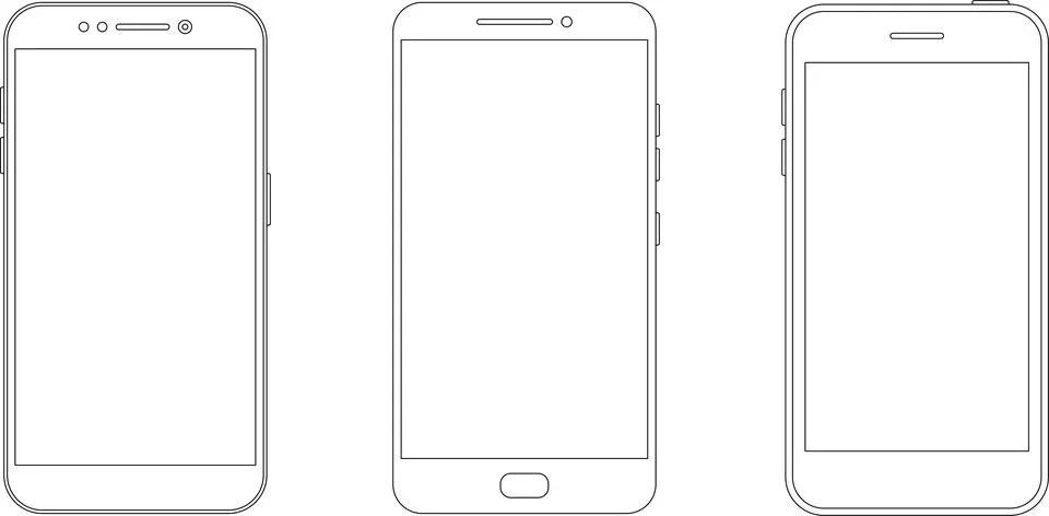 Mockup smart phone Image set Transparent screen modern smartphone icon set Illustrazione stock