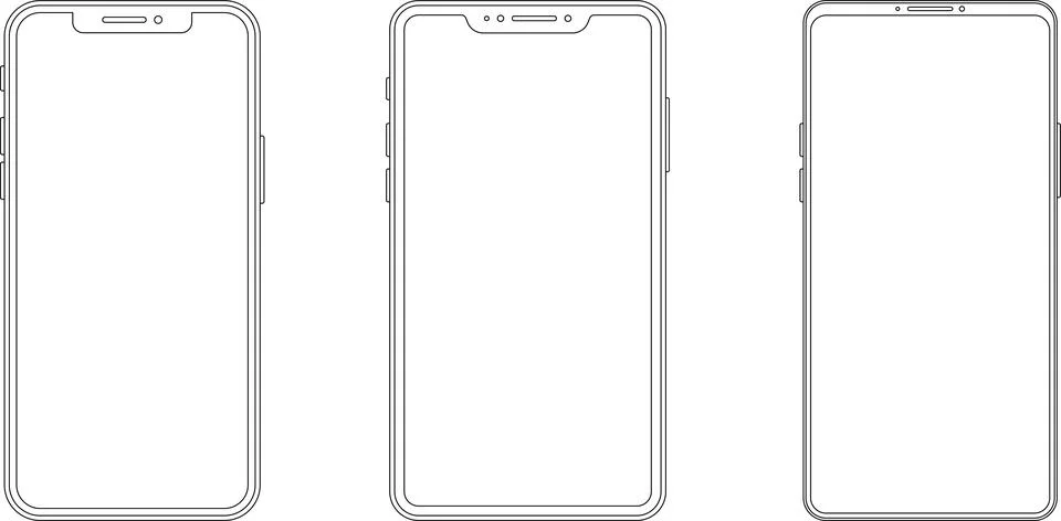 Mockup smart phone Image set Transparent screen modern smartphone icon set Illustrazione stock