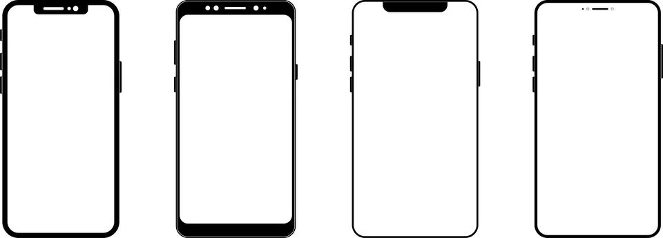 Mockup smart phone Image set Transparent screen modern smartphone icon set Illustrazione stock