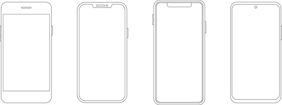 Mockup smart phone Image set Transparent screen modern smartphone icon set Illustrazione stock