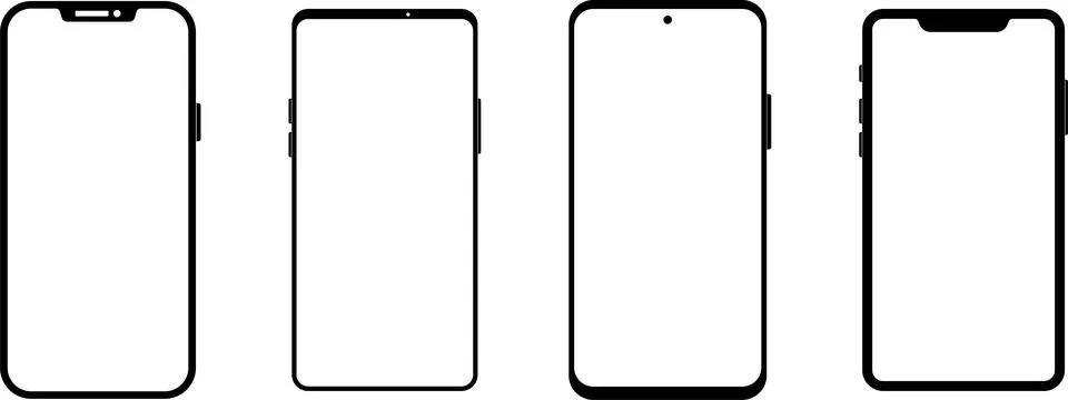 Mockup smart phone Image set Transparent screen modern smartphone icon set Illustrazione stock