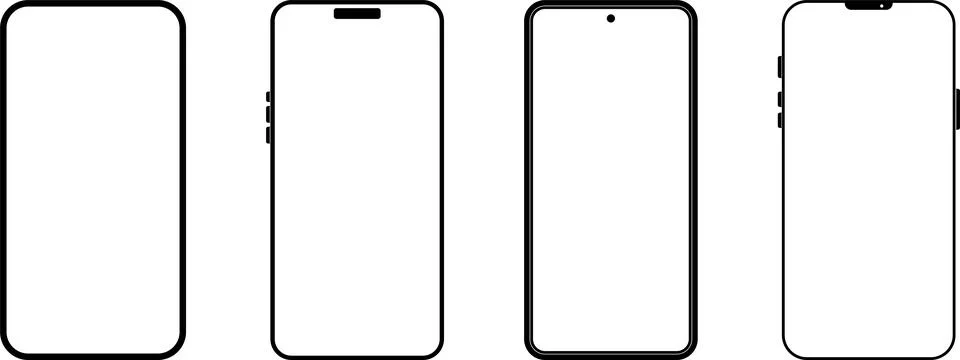 Mockup smart phone Image set Transparent screen modern smartphone icon set Illustrazione stock