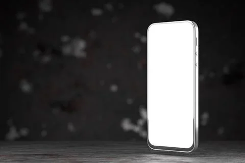 A mockup of a smartphone with a white screen for your design on an abstract b Stock Illustration