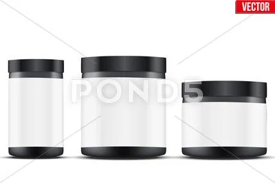 Whey protein plastic container mockup,sport bottle Stock Vector