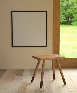 Mockup a square poster and Backless stool Foto stock