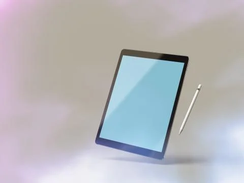 Mockup of a tablet computer with stylus Stock Illustration