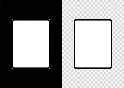 Mockup tablet empty screen front view on isolated and black background. Vecto Stock Illustration