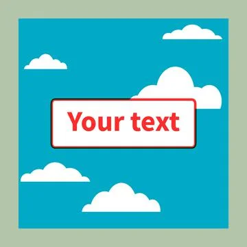 Mockup template on blue sky background with clouds Stock Illustration