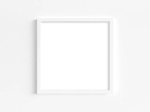 Mockup of thin square white frame. Stock Photos