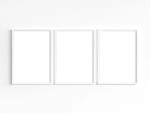 Mockup of three A4 white frames. 库存照片