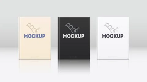 Mockup of three books, templates with reflection. Stock Illustration