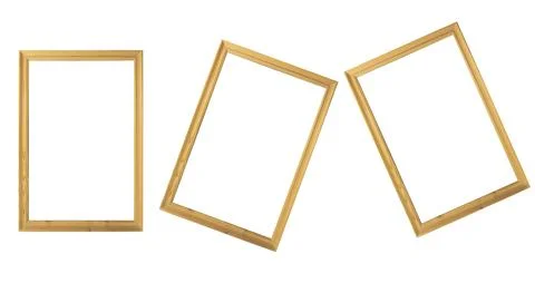 Mockup of three wooden frames on isolated background Stock Photos